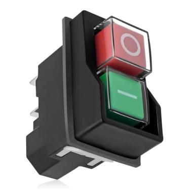 Imagem de QAGGUM Interruptor de botão de pressão de substituição KJD17, interruptor eletromagnético 220V 4 pinos 16A, interruptor magnético liga/desliga para ferramentas de jardim, máquinas-ferramentas, grandes