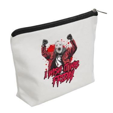 Imagem de WZJHCL Jason Killer Bolsa de Maquiagem Bolsa de Armazenamento de Filmes de Terror Bolsa de Presente de Festa de Halloween (Sexta-feira)