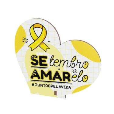 Imagem de Kit 10 Coração MDF Lembrancinha Setembro Amarelo Conscientização - Abs