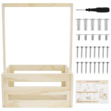 Imagem de Kaimenhong Armário rústico de madeira para chá de bebê, cesta para presentes de chá de bebê, cesta de presente de boas-vindas para meninos e meninas recém-nascidos, 3,5 cm, marrom