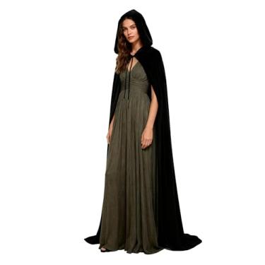 Imagem de JEGERMIG Capa de fantasia unissex de fantasia de bruxa de personagem de Halloween para cosplay, Preto, One Size