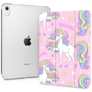 Imagem de May Chen Compatível com iPad Air 11 (M3 2025/M2 2024) 7º 6º, iPad Air 4 e 5 de 10,9 polegadas, 5º 4º (2022/2020), capa com suporte fino com revestimento traseiro rígido translúcido despertar/hibernar