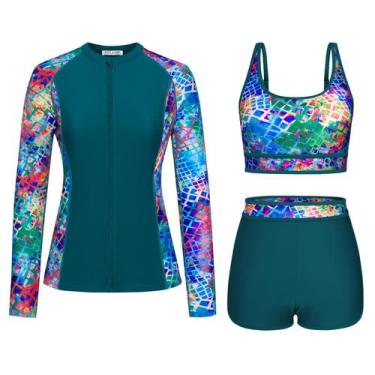 Imagem de Fatos de banho Kate Kasin 2025 com zíper frontal, protetor contra erup