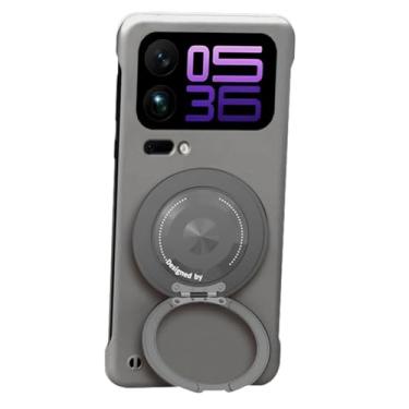 Imagem de FWYANZH Capa para Xiaomi 17 Pro Max/17 Pro/17, suporte de anel magnético, capa protetora para celular, ultrafina, sem moldura, à prova de choque, cinza, 17