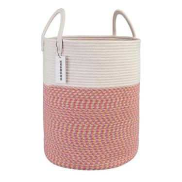 Imagem de Cesto de roupa suja de corda de algodão XUANGUO 38x46cm Multicolor