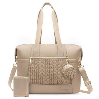 Imagem de Sacola de fraldas LOVEVOOK grande cáqui com trocador e kit