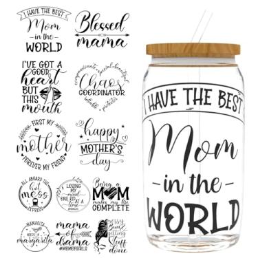 Imagem de Elewins 12 peças de papel de transferência UV DTF para o Dia das Mães, envoltórios de copo UV DTF para 473 g, óculos, mesas, cadeiras, computadores, papel de transferência UV DTF de alta viscosidade