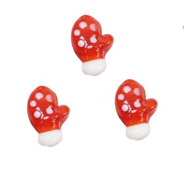 Imagem de Contas vermelhas de Natal para fazer joias ARTISAMILY 20 peças de luvas de Natal pulseiras contas Lampwork vidro espaçador solto contas pingente brinco chaveiro contas 20 x 14 mm para artesanato faça