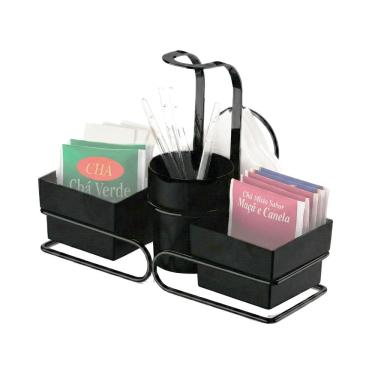 Imagem de Porta Sachê Mexedor Guardanapos Café Adoçante Preto Fosco 2247PT - Future