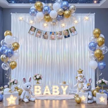 Imagem de Cortinas coloridas arco-íris de 3 x 3 m para festa de casamento com glitter, pano de fundo de tecido brilhante para chá de bebê, aniversário, Natal, sessão de fotos, 2 painéis