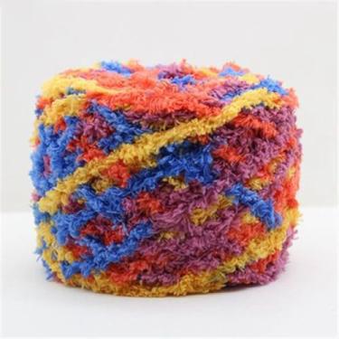 Imagem de 1 novelo macio e fofo para segmento de tricô, fio de poliéster tingido de 8 a 11,5 mm, fios coloridos de tricô à mão para crochê, xale, suéter, cachecol, tecido, bordado, crochê, cerca de 100 g/novelo