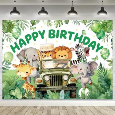 Imagem de LGhtyro Cenário de aniversário de safári na selva, 17 x 13 cm A, vida selvagem, aventura, desenho animado, leões, chitas, decoração de fundo, bem-humorado, moderno, tecido legal, adereços de estúdio