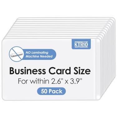 Imagem de KTRIO Pacote com 50 folhas de laminação autoadesivas para cartões de visita, 10 mil de espessura, bolsas laminadas autovedantes 6 x 9 cm, design de canto redondo, sem necessidade de máquina de