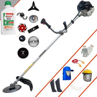 Imagem de Roçadeira Anmax Cg430b + 6 Facas + Escova + Epi + óleo Stihl