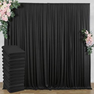Imagem de Cortina de fundo preta sem rugas de 18 m x 3 m para festas, 12 painéis de 3 m, cortinas de fundo preto de poliéster para formatura, aniversário, festa de casamento, cortinas de palco