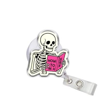 Imagem de OKOMCM How to be a Nurse Skeleton Retrátil Carretéis de Crachá, Tamanho 5 cm Clipe de Cinto Acrílico Suporte de Crachá de Identidade, Cordão de Crachá, Acessórios Médicos Presentes DIY para Enfermagem
