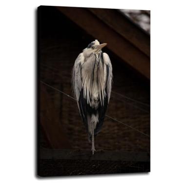 Imagem de Heron Poster Birdwatching Canvas Prints Animal Wings Wall Art For Home 1 painéis Decorações com moldura 46 x 30 cm