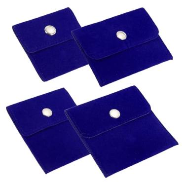 Imagem de PATIKIL Conjunto de bolsa de joias de veludo, 4 tamanhos, bolsas de veludo, botão de pressão, bolsa de armazenamento portátil para brincos, pulseiras, colares, anéis, relógio, azul