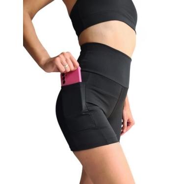 Imagem de Short Academia Meia Coxa com Bolso Lisa e Estampado Legging Feminina S