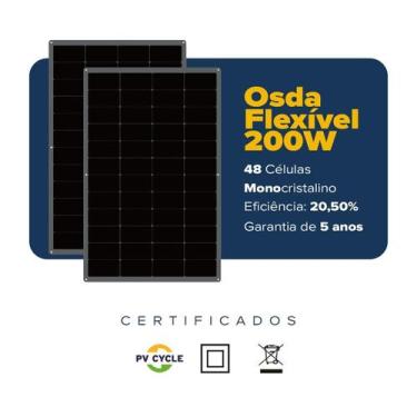 Imagem de Painel Solar OSDA 200W 12V Monocristalino  Alto Desempenho e Durabilid