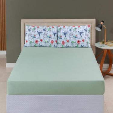 Imagem de Jogo de Lençol Casal Malha 100% Algodão c/ Elástico 3 Pçs - Malucassim