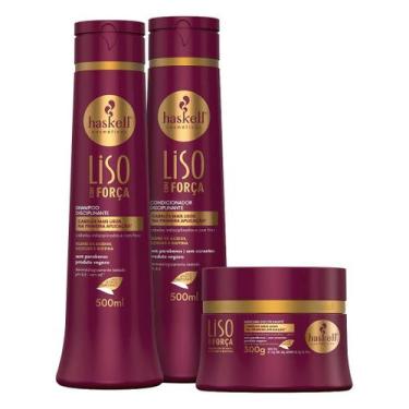 Imagem de Kit Haskell Liso com Força  Shampoo 500ml + Condicionador 500ml + Másc