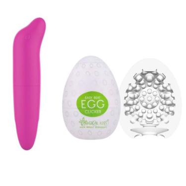 Imagem de Vibrador Ponto G Golfinho e Masturbador EGG Kit SexShop - Enaltecer