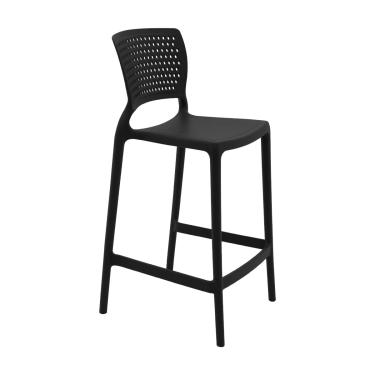 Imagem de Banqueta Alta para Cozinha Tramontina Serena Preta em Polipropileno com Proteção Antimicrobiana