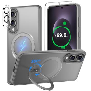 Imagem de Suporte rotativo de 360° para Samsung Galaxy S25 Edge capa magnética com protetor de tela X1 e protetor de lente de câmera, compatível com MagSafe, 16FT Mil-Grade à prova de choque para S25 Edge 15.7