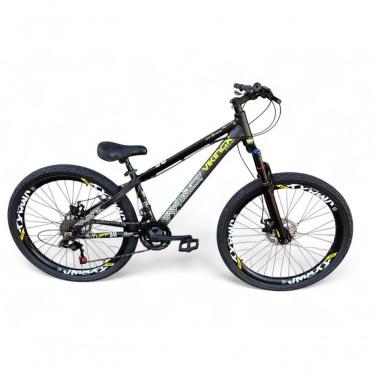 Imagem de Bicicleta Aro 26 Vikingx Tuff Freeride 21v Aro Vmaxx Freio A Disco Garfo Suspensão Pneu Flame preto X30