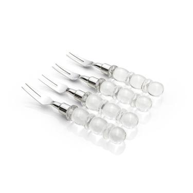 Imagem de Conjunto De Talheres Copa E Cia Para Aperitivo Finger Food 4 Peças Garbo Cristal Silver