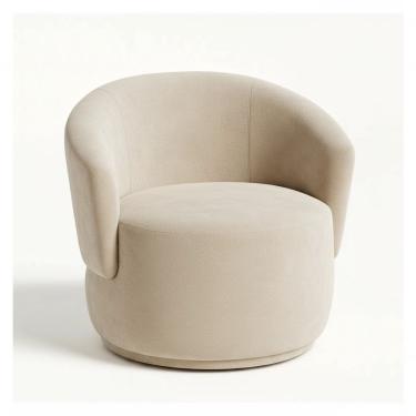 Imagem de Poltrona Cadeira Decorativa Orgânica Glamour Em Veludo Bege