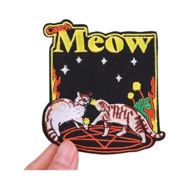 Imagem de Patch Bordado De Gato Borboleta Tigre Estilo Punk Termocolante Para Ro