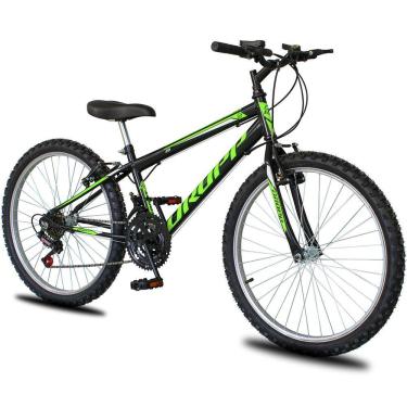 Imagem de Bicicleta Aro 24 Dropp Sport Infantil Adulto18 Vel Marchas Freio V-brake - Preto e Verde