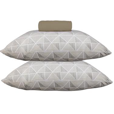 Imagem de Jogo de Cama KazzaVip Queen Malha Mista 70% Algodão e 30% Poliéster San Carlos 3 Peças Bege