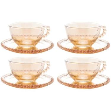 Imagem de Xícara de chá com pires pearl âmbar 1un - ROJEMAC