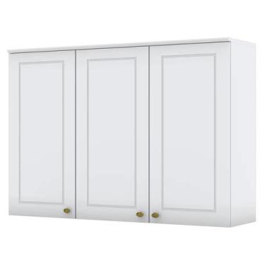 Imagem de Armário Aéreo 120cm 3 Portas 100% Mdf Americana Branco Hp - Henn