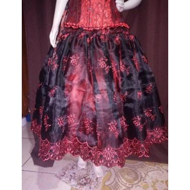 Imagem de Saia dupla Pomba Gira Organza Umbanda Candomblé Roupa de Santo  tamanh
