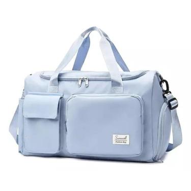 Imagem de Bolsa Mala Feminina Masculina Viagem Academia - Transversal, Azul clar