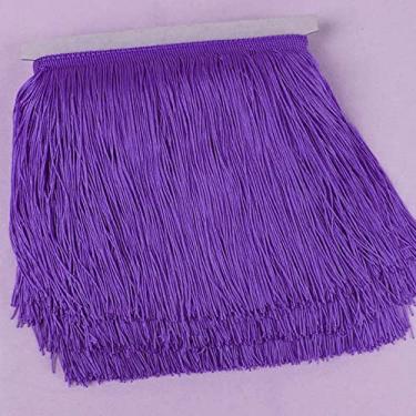 Imagem de 10 jardas/lote Renda Franja Borla Poliéster Lace Trim Fita DIY Cortina Vestido Latino Vestuário de Palco 15 cm/20 cm/30 cm de largura, roxo, 20 cm de largura