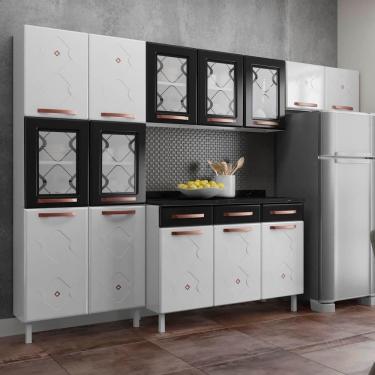 Imagem de Cozinha Aço Telasul Mirage New Bco/pto 5 Vidros C/balcão