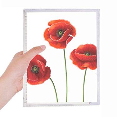 Imagem de Caderno de flores vermelhas de milho com folhas soltas para diário recarregável