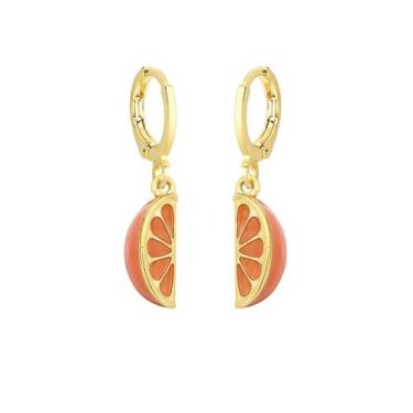 Imagem de Brincos Argolinha Laranja Revestido em Ouro - VL ACCESSOIRES