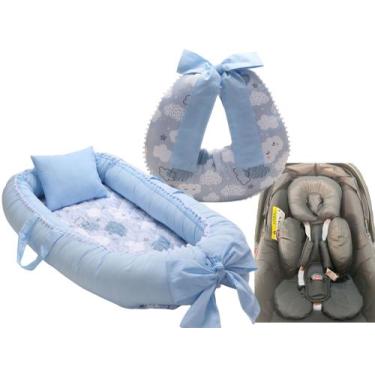 Imagem de Almofada Amamentação + Ninho Redutor + Redutor Bebê Conforto Menino - 