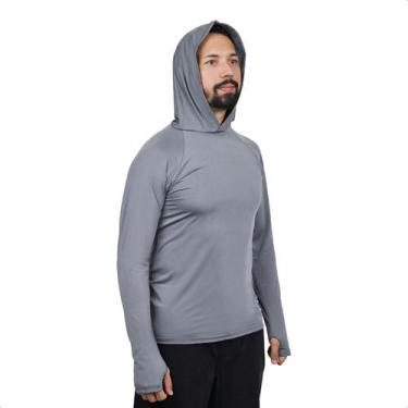 Imagem de Camisa Segunda Pele Masculina Térmica Capuz Proteção Uv - USUP, Cinza,
