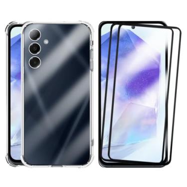 Imagem de Capa Capinha Case Anti Shock Slim Compatível Samsung Galaxy A55 e 2 Pelicula de Vidro 3d Cobre Toda Tela