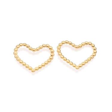 Imagem de Brinco Coracao Vazado Com Esferas 527489 - Rommanel, Dourado