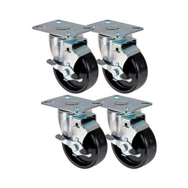 Imagem de Kit 4 un roda rodízio giratório freio polipropileno 3 pol - AJAX