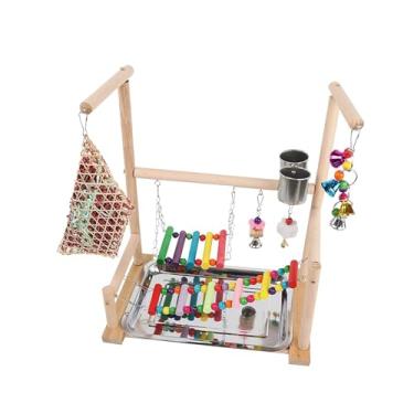 Imagem de Fenteer Suporte de madeira para pássaros, playground para pássaros, academia, cercadinho, pontes com balanços, centro de atividades para pássaros, calopsita