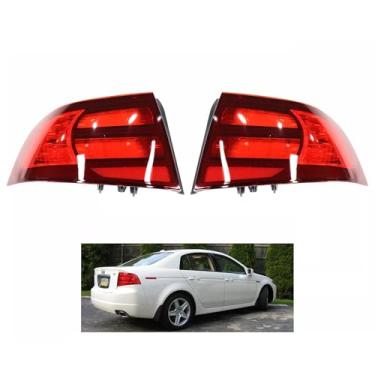 Imagem de Conjunto de 2 capas de luz traseira para lente traseira vermelha com carcaça vermelha traseira esquerda e direita serve para Honda Acura TL 2004-2008 lado do motorista e passageiro 33551-SEP-A01